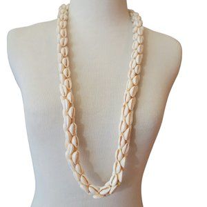 VTG Handmade Cowrie Puka Shells Beaded Lei Hawaii Beach Tiki Necklace 36"